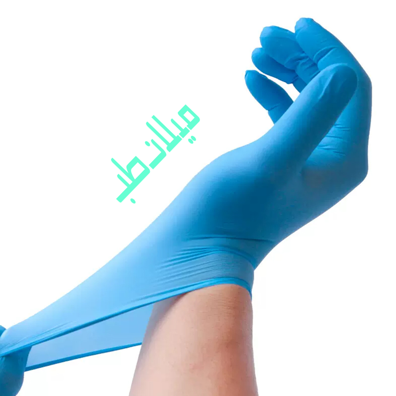 دستکش نیتریل ابی  دارای سایز بندی NITRILE یک بسته 100 عددی